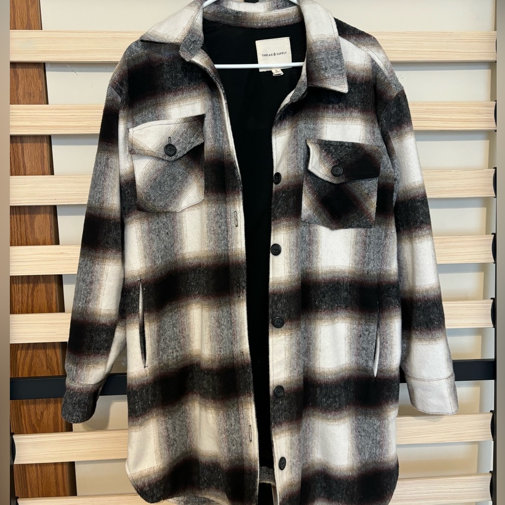 Thread & Supply Black Brown and Cream Shacket from TopShop